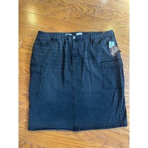 Ava & Viv Womens Plus Size 26 Washed Black Denim Cargo Slim Skirt High Rise NWT